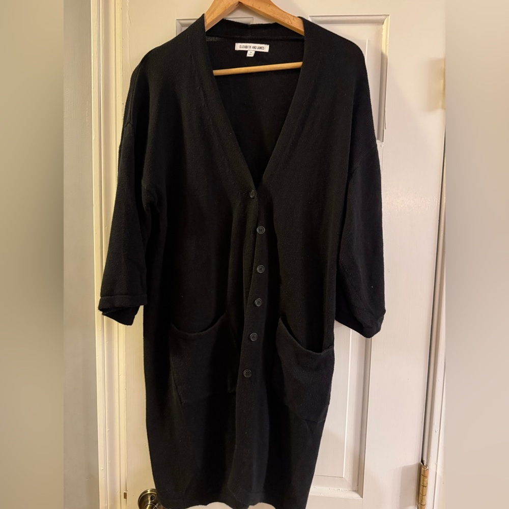 Elizabeth and James black duster sweater with buttons - size medium